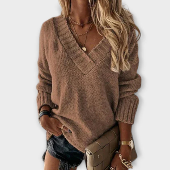Jane | Cozy V-Neck Knit Sweater