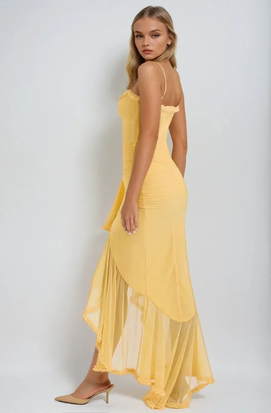 Chloe™ | Vestido amarillo de malla