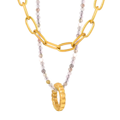 Collar dorado de doble capa con colgante - Raúl & Sara Madrid