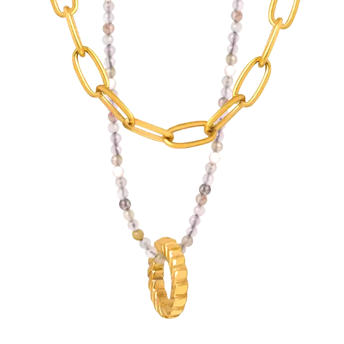 Collar dorado de doble capa con colgante - Raúl & Sara Madrid