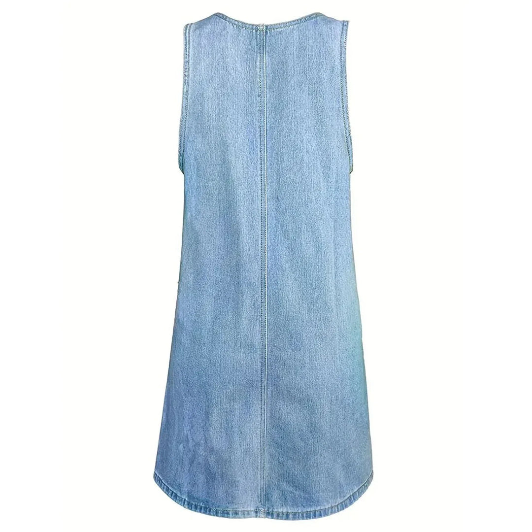 Honorata™ | Vestido de mezclilla sin mangas con fruncidos