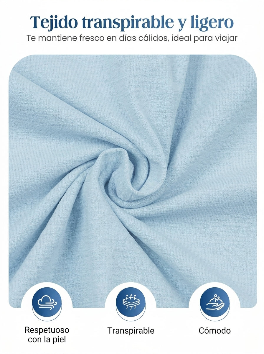 Conjunto de ocio con parte superior de cuello redondo (multicapa) y pantalón extralargo: cómodo, ligero y versátil, ideal para el día a día y los viajes