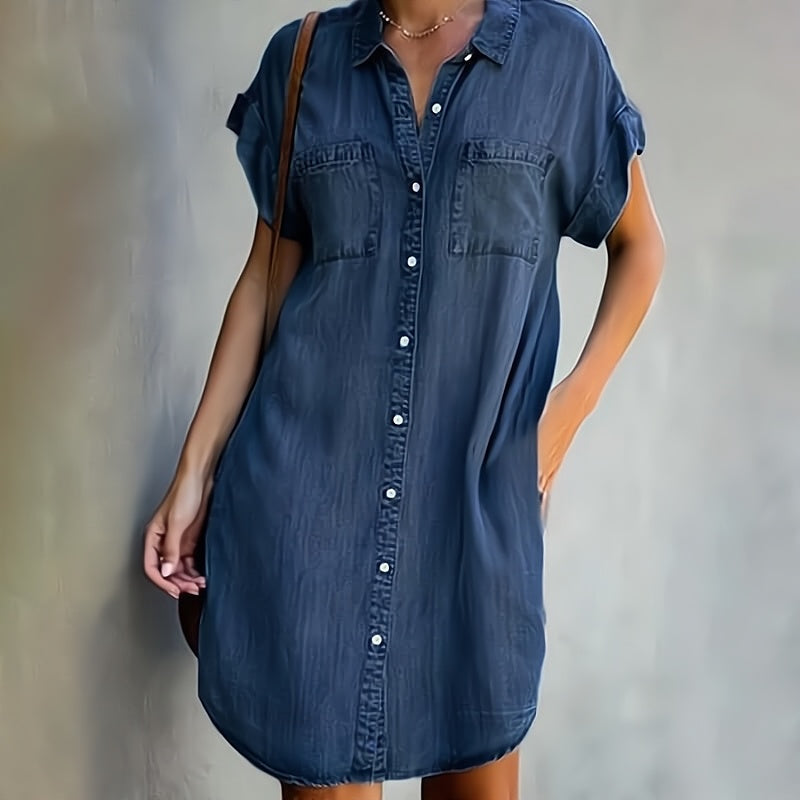 Venancia · Vestido corto tipo chemise de manga corta con botones - Raúl & Sara Madrid