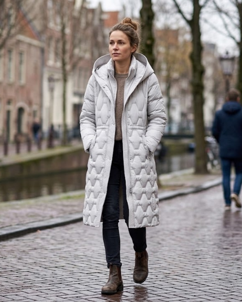 Verity Parka Longue Femme – Matelassée, Capuche & Manches Amovibles