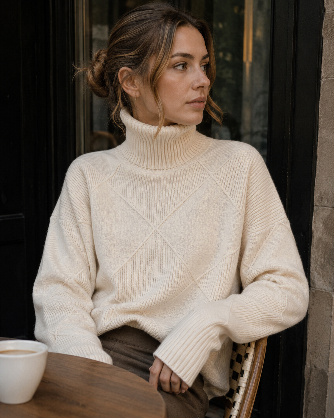 Marlowe Pull Oversize Femme – Col Montant, Maille Épaisse & Coupe Ample