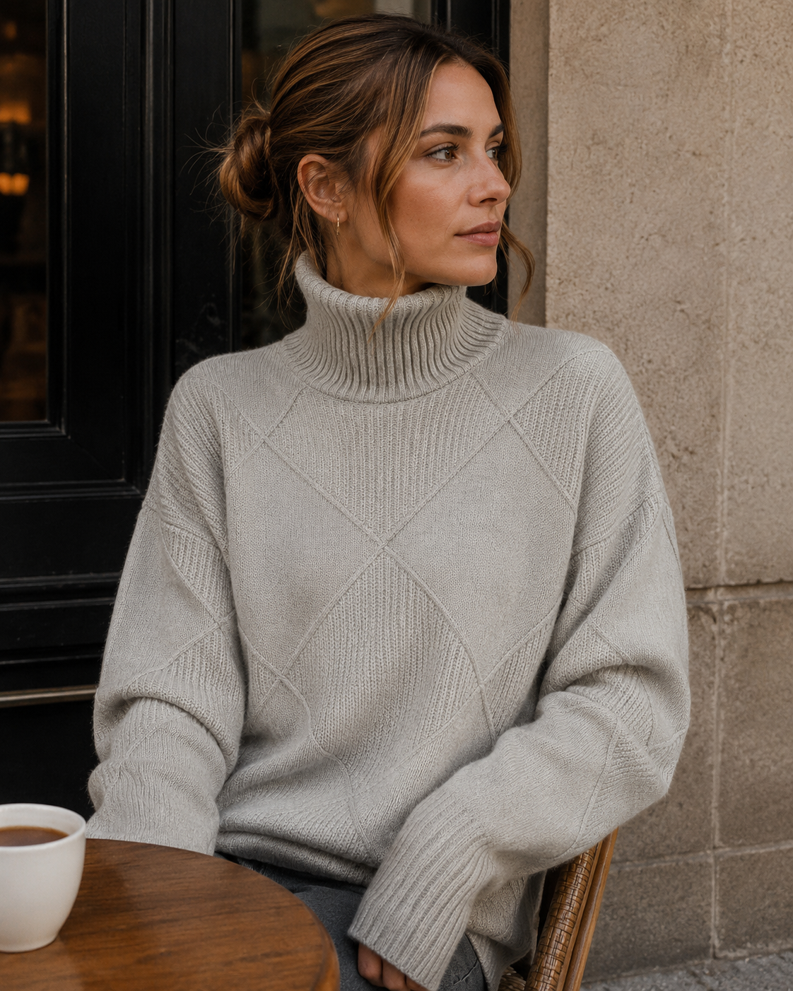 Marlowe Pull Oversize Femme – Col Montant, Maille Épaisse & Coupe Ample