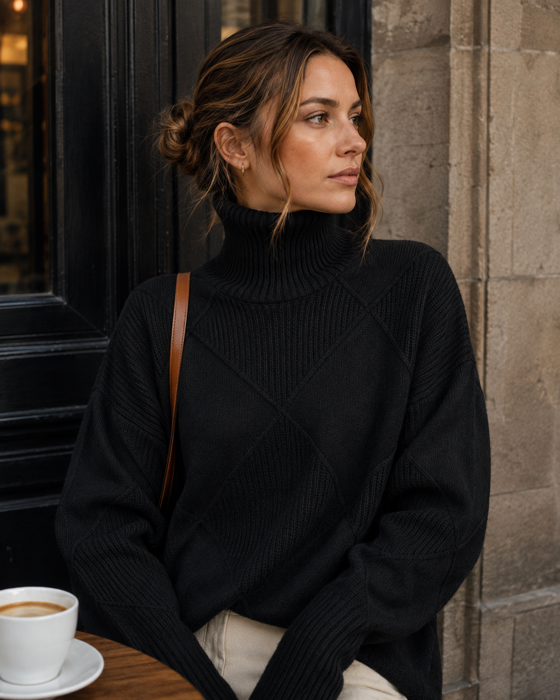 Marlowe Pull Oversize Femme – Col Montant, Maille Épaisse & Coupe Ample