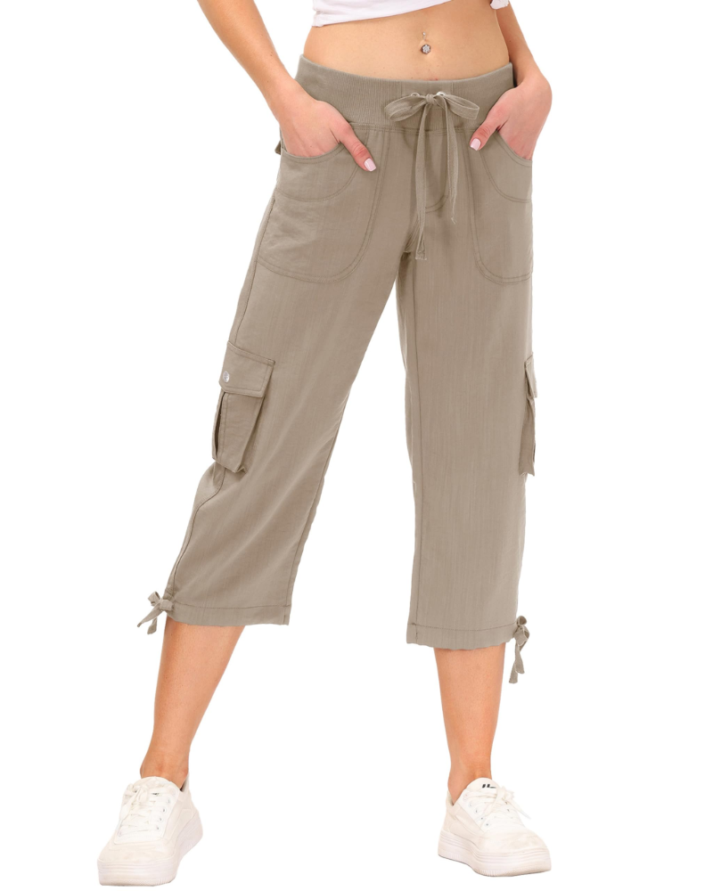 Maribel Pantalon Cargo Capri Femme 3/4 – Léger, Respirant, Séchage Rapide & 6 Poches