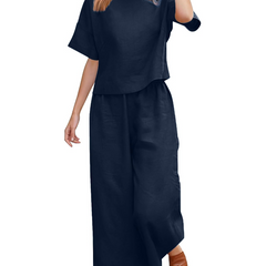 Olivia · Conjunto de lino con hombros caídos