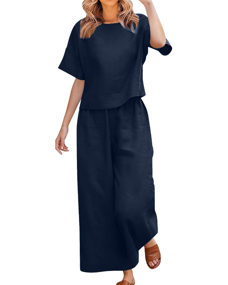 Olivia · Conjunto de lino con hombros caídos