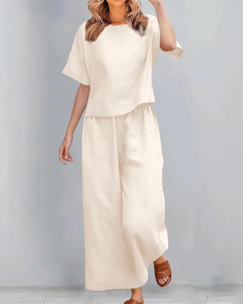 Olivia · Conjunto de lino con hombros caídos