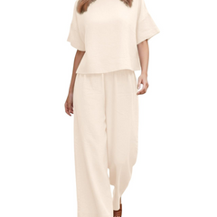 Olivia · Conjunto de lino con hombros caídos