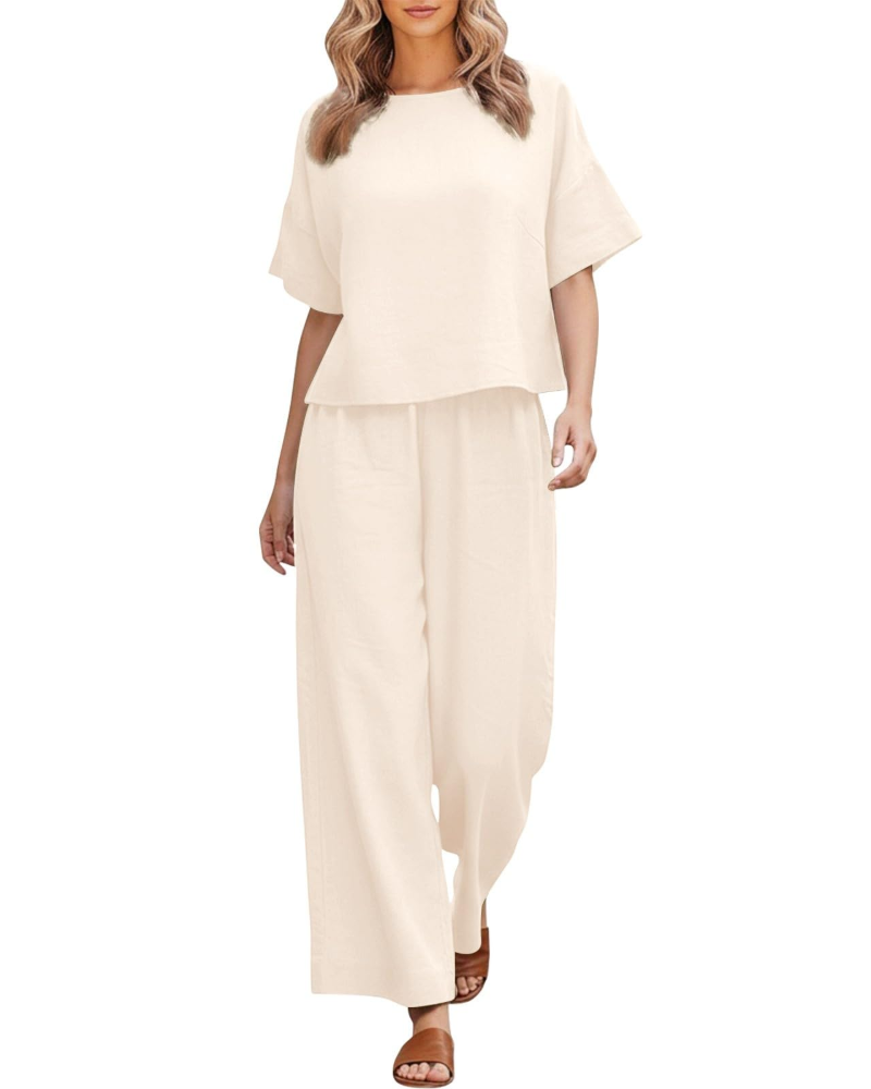 Olivia · Conjunto de lino con hombros caídos