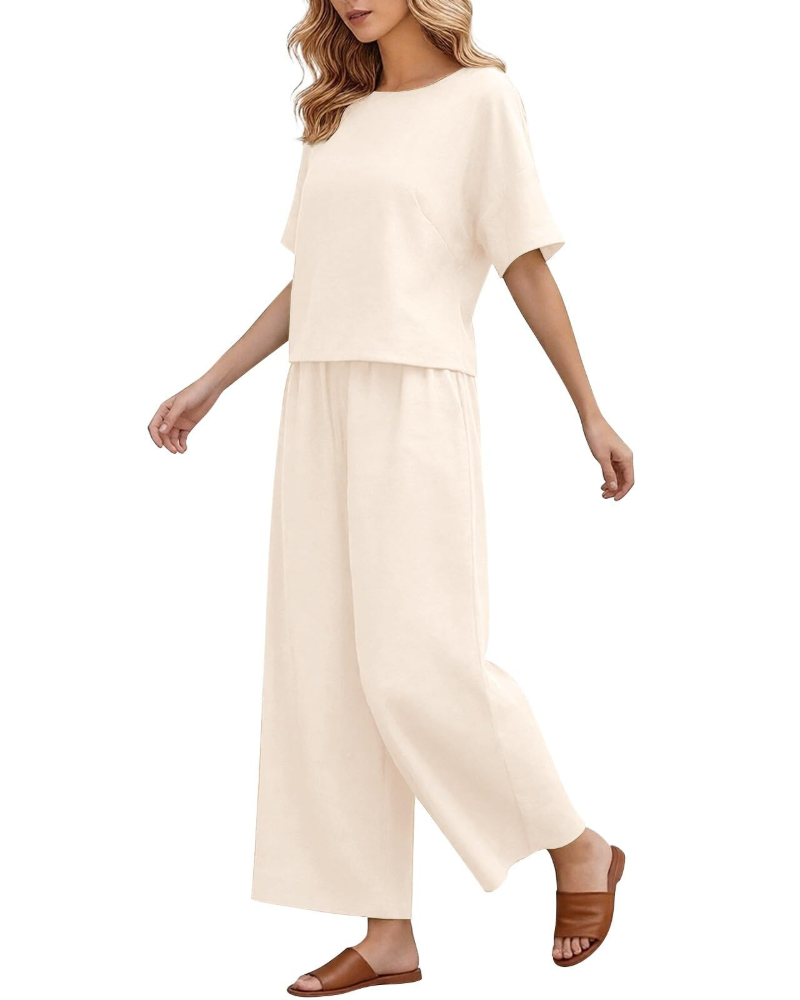 Olivia · Conjunto de lino con hombros caídos