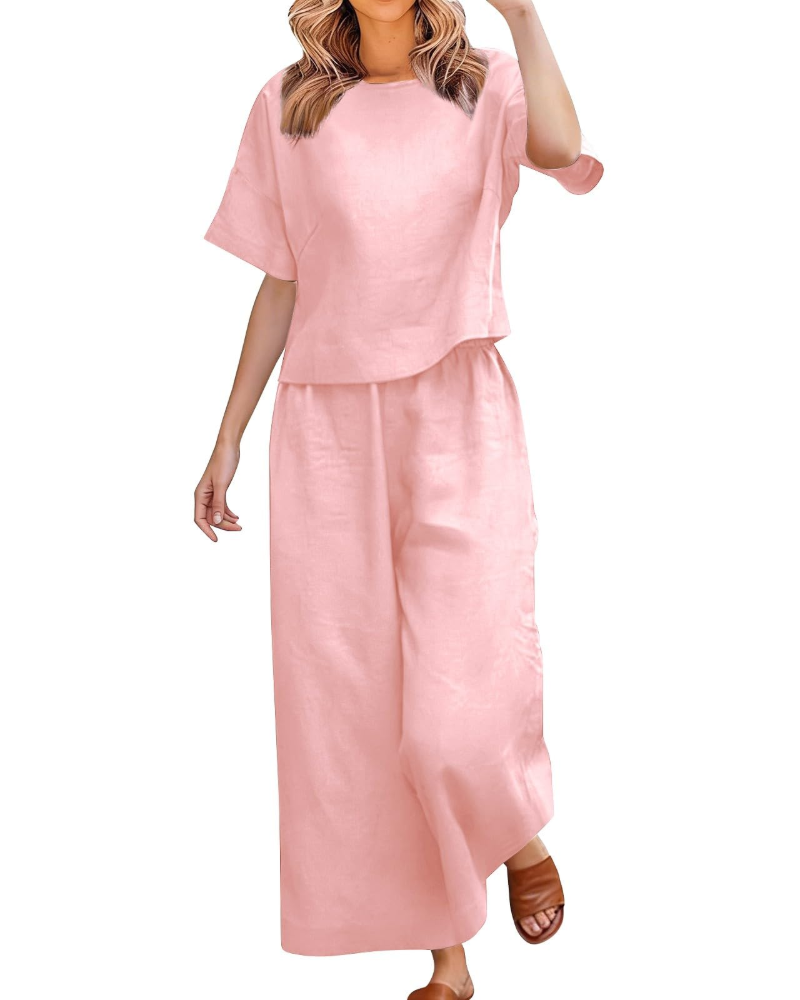 Olivia · Conjunto de lino con hombros caídos