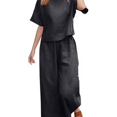 Olivia · Conjunto de lino con hombros caídos