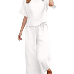 Olivia · Conjunto de lino con hombros caídos