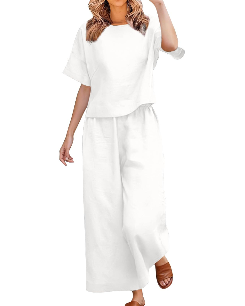 Olivia · Conjunto de lino con hombros caídos