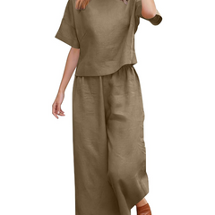 Olivia · Conjunto de lino con hombros caídos