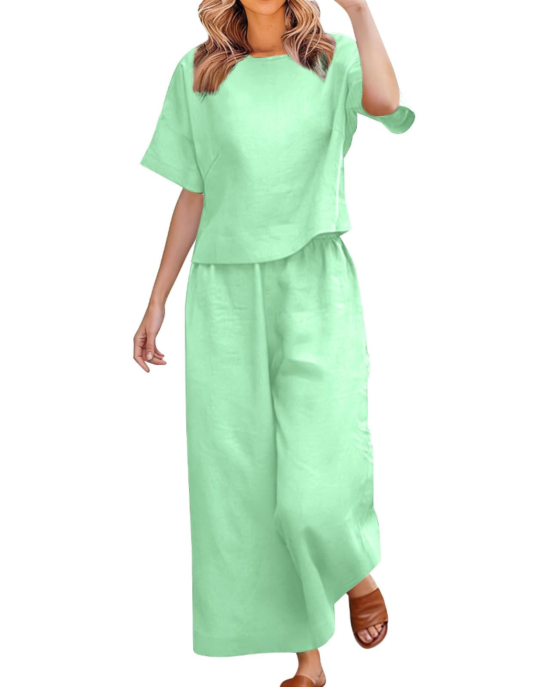 Olivia · Conjunto de lino con hombros caídos