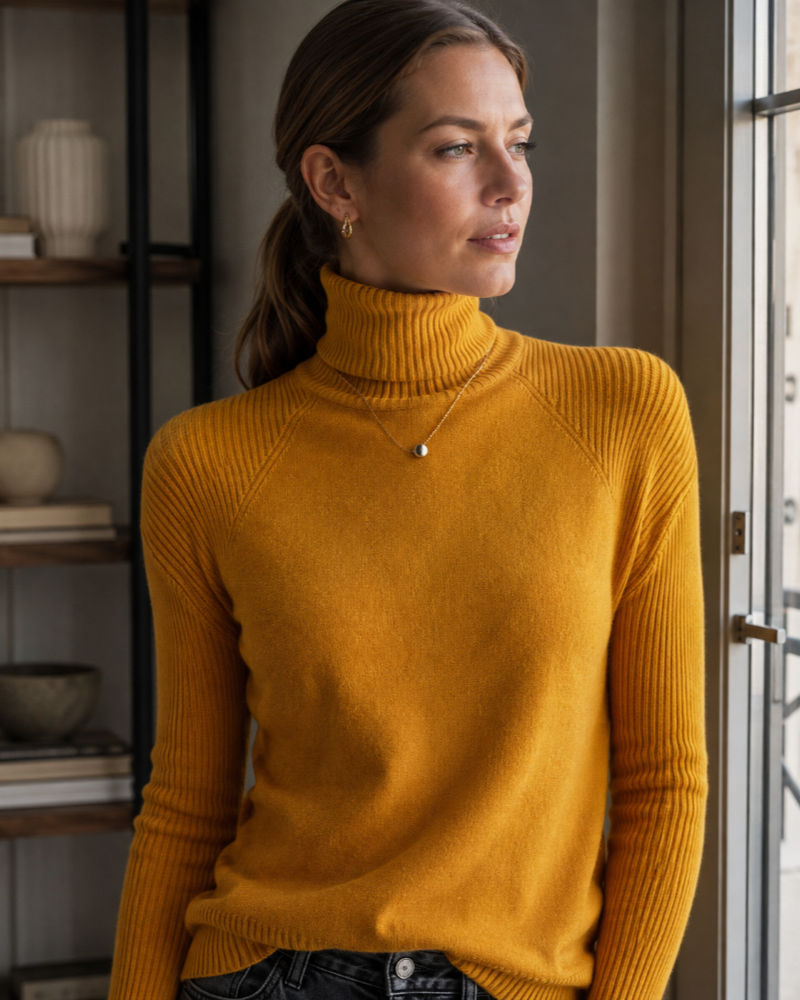 Kendall Pull Col Roulé Femme – Maille Douce en Cachemire à Manches Longues