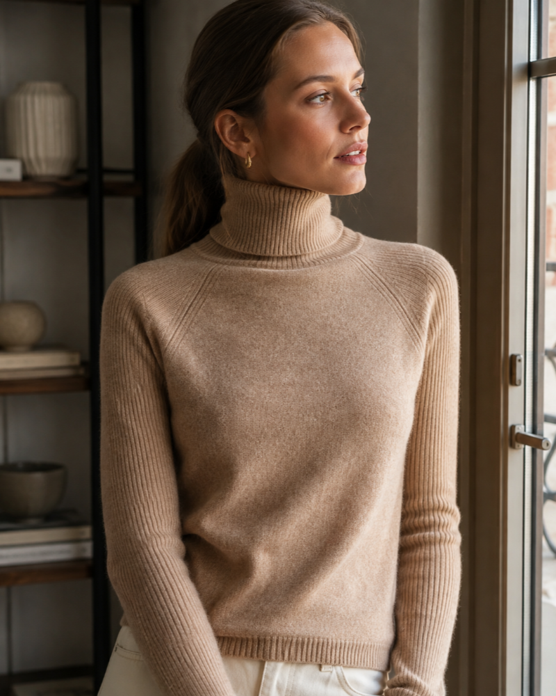 Kendall Pull Col Roulé Femme – Maille Douce en Cachemire à Manches Longues