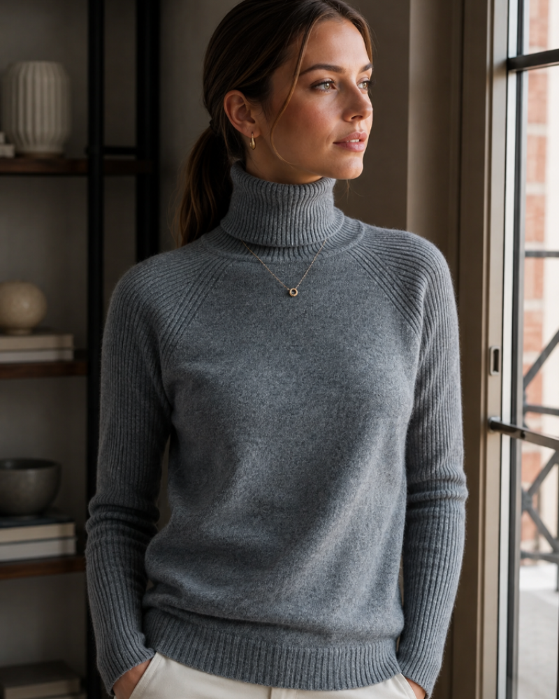 Kendall Pull Col Roulé Femme – Maille Douce en Cachemire à Manches Longues