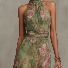 Vestido maxi halter floral elegante - Raúl & Sara Madrid