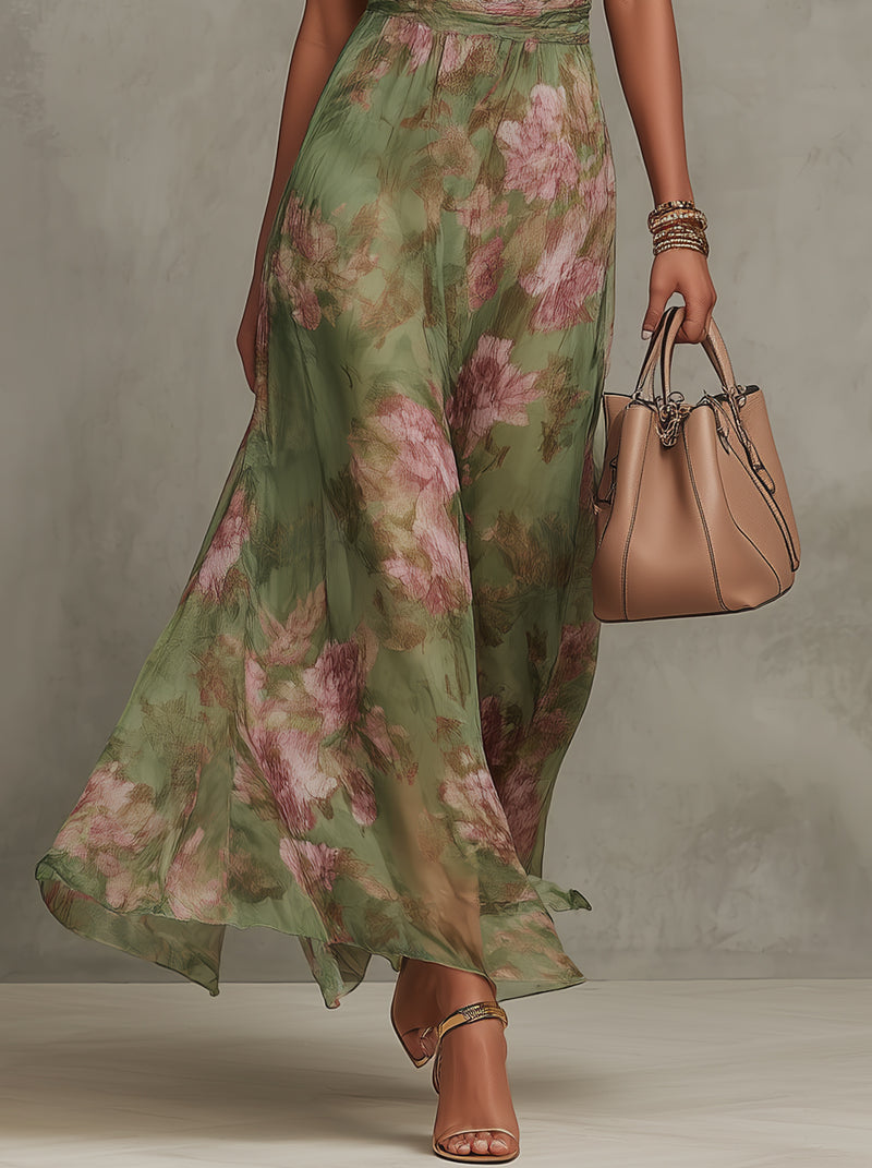 Vestido maxi halter floral elegante - Raúl & Sara Madrid