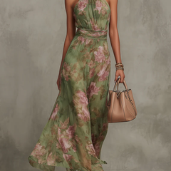 Vestido maxi halter floral elegante - Raúl & Sara Madrid