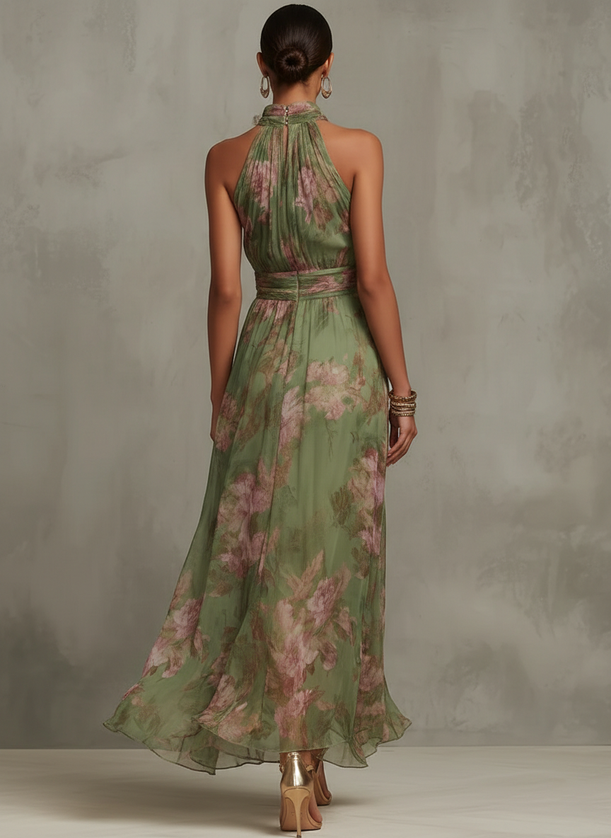 Vestido maxi halter floral elegante - Raúl & Sara Madrid