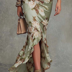 Vestido largo floral de raso - Raúl & Sara Madrid