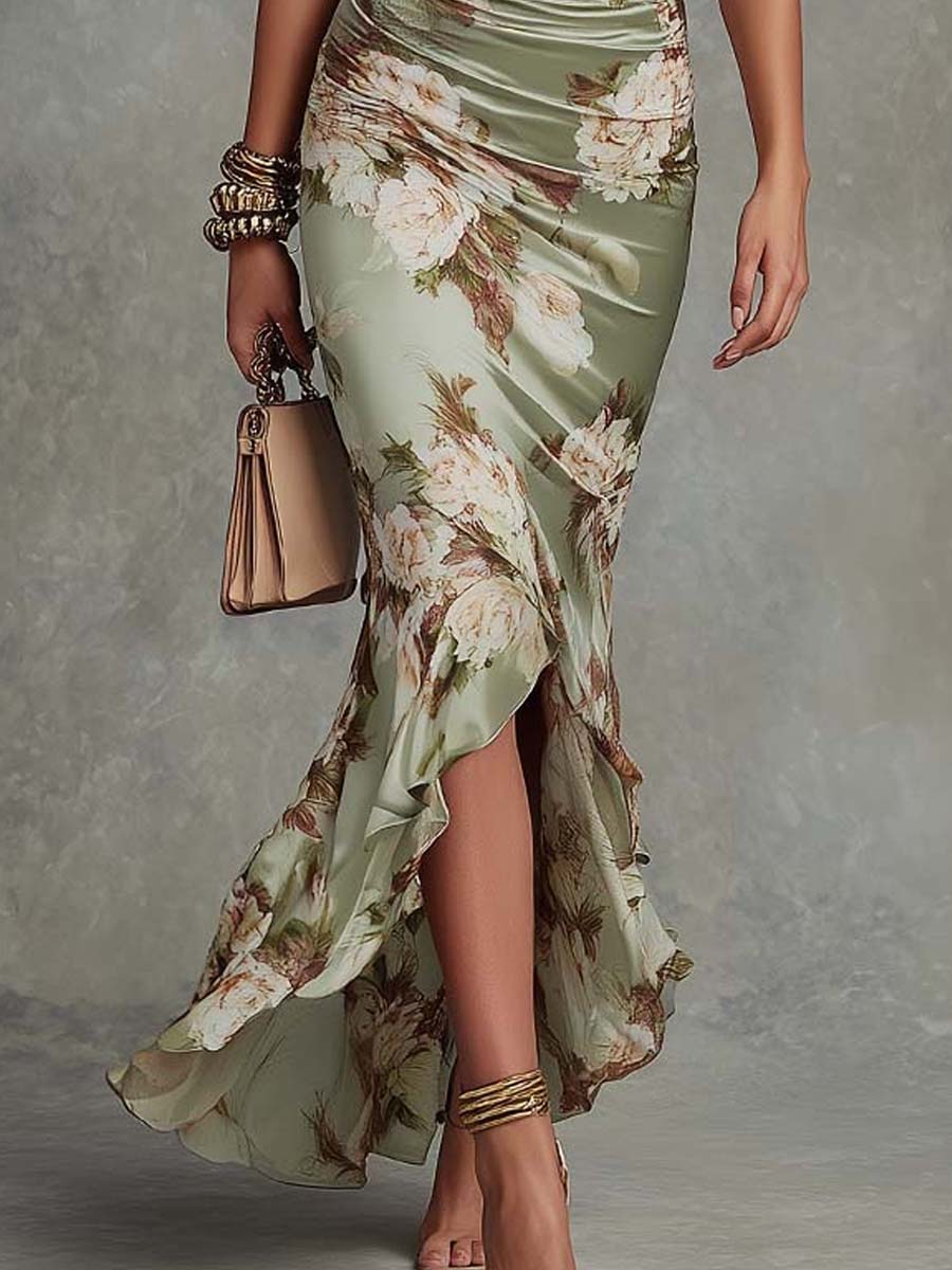 Anastasia | Vestido largo floral de raso