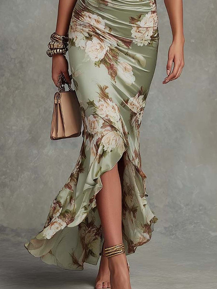 Anastasia | Vestido largo floral de raso