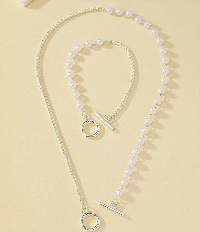 Conjunto de Collar y Pulsera Indira - Color Plateado