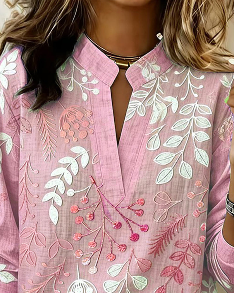 Blusa mujer floral elegante cuello V – ligera y cómoda verano