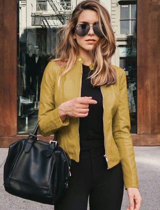 Chaqueta de cuero de corte entallado