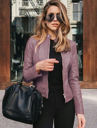 Chaqueta de cuero de corte entallado