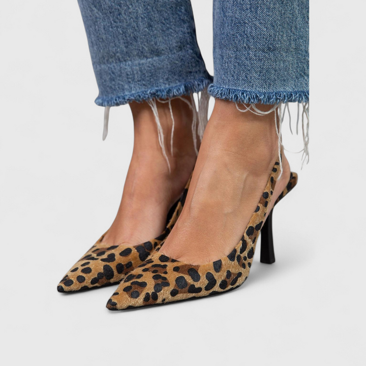 Manuela™ | Tacón Fino Slingback de Leopardo
