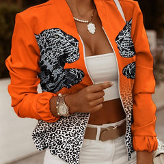 Bomber estampado con cremallera