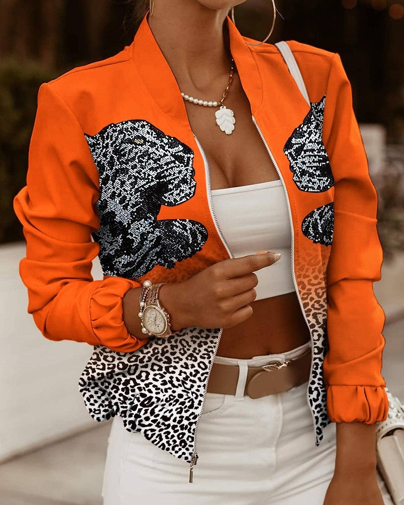 Bomber estampado con cremallera