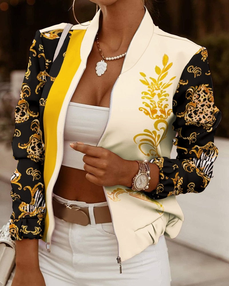 Bomber estampado con cremallera