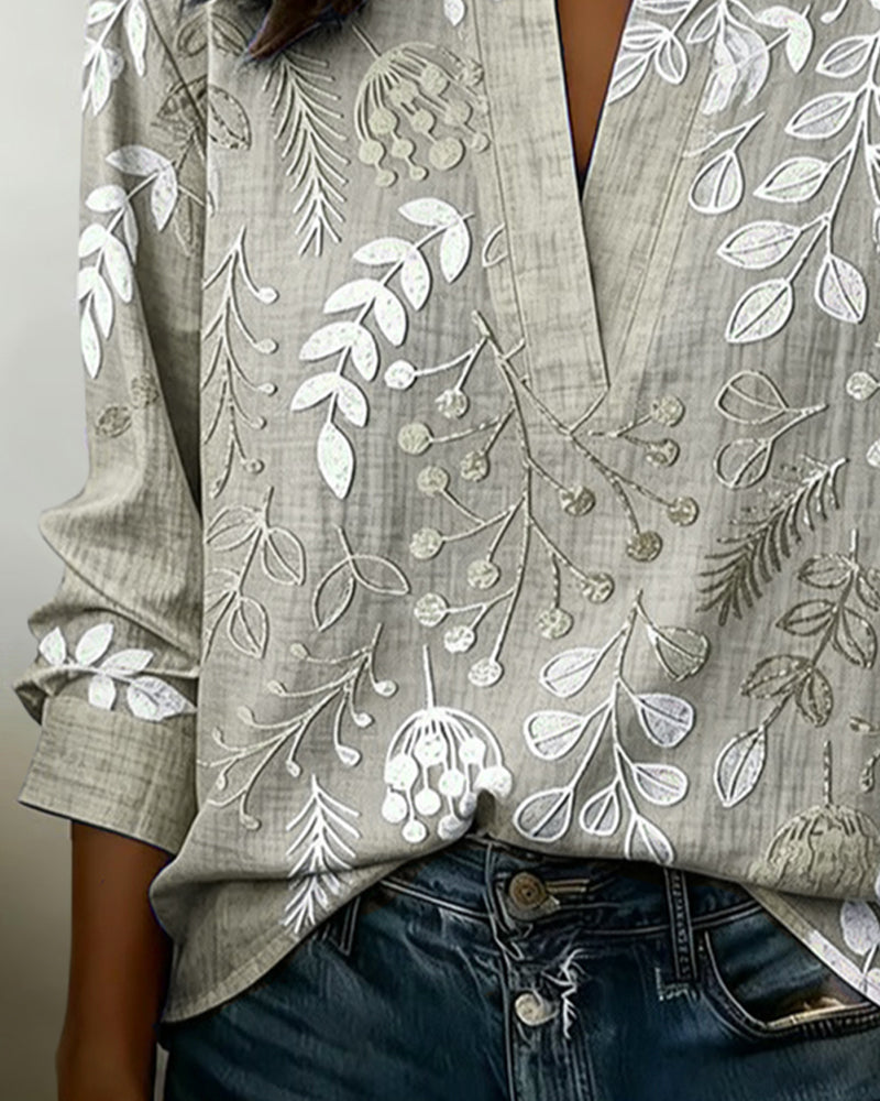 Blusa mujer floral elegante cuello V – ligera y cómoda verano