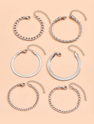 Conjunto de 6 pulseras de cadena cubana - Raúl & Sara Madrid