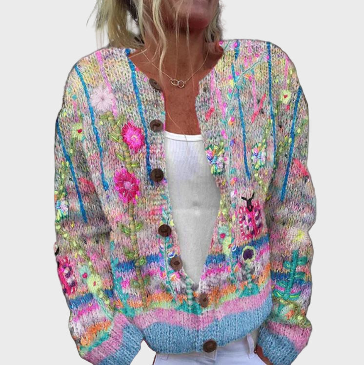 Cozy Floral Knit Vest