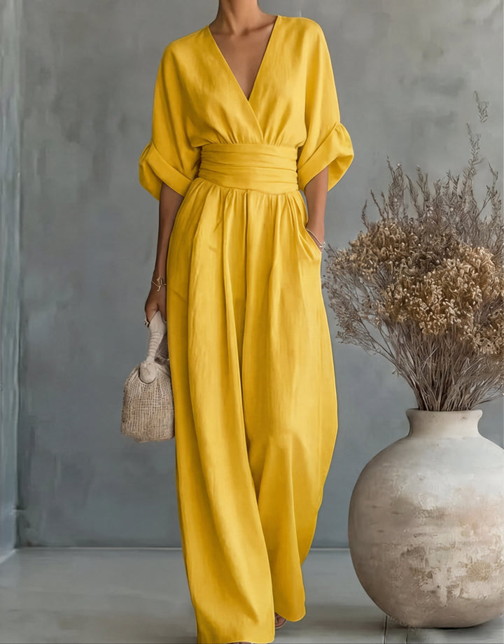 Eustaquia™ | Mono Largo Fluido con Escote en V Elegante