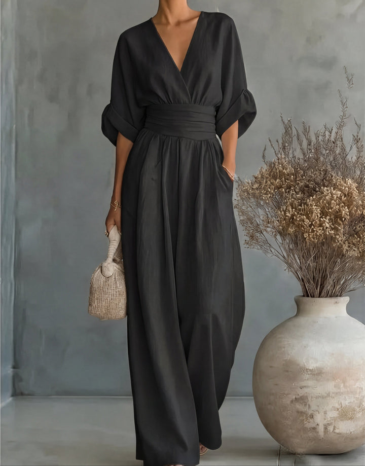 Eustaquia™ | Mono Largo Fluido con Escote en V Elegante