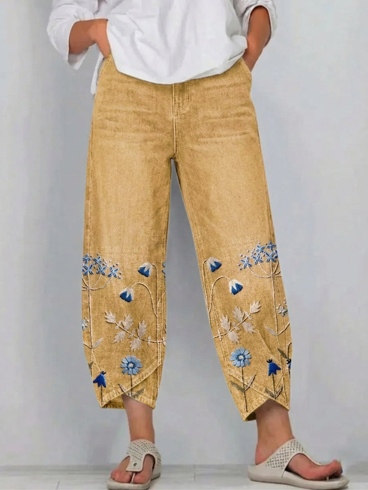 Brígida™ | Pantalones Casual con Bordado Floral