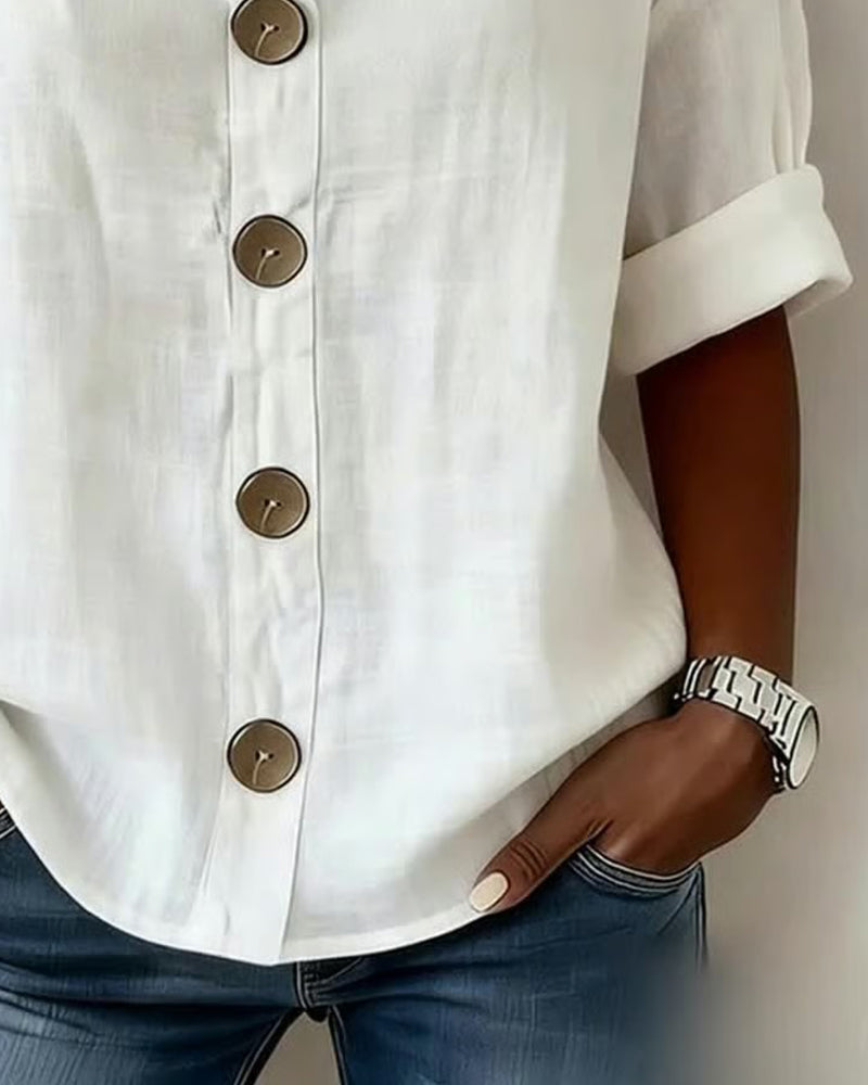 Blusa Mujer Algodón con Botones – Estilo Suelto y Comodidad Diaria