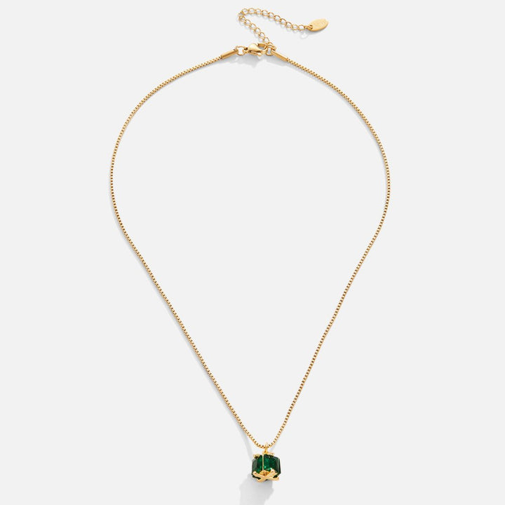 Katharina – Collar dorado con gema verde
